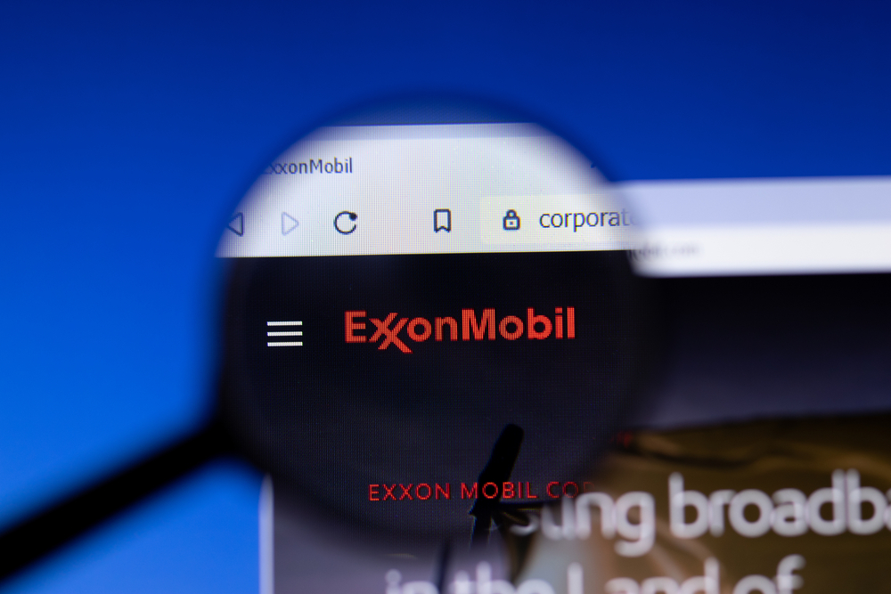 Exxon Mobil website homepage icon. Exxonmobil.com logo visible on display screen