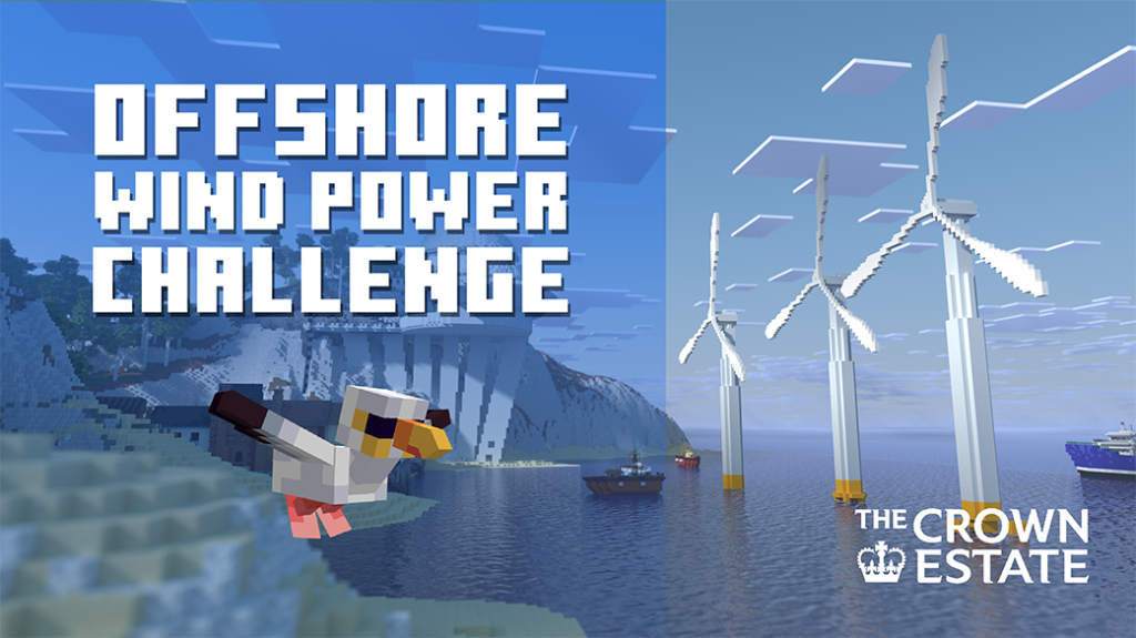 Minecraft gets students learning about green energy, with virtual windfarms, in collaboration with Crown Estate, and tested out the process at Rampion Wind Farm.