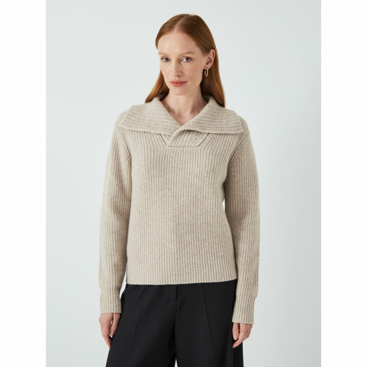 John Lewis Cashmere Ribbed Sweater, Oatmeal £140