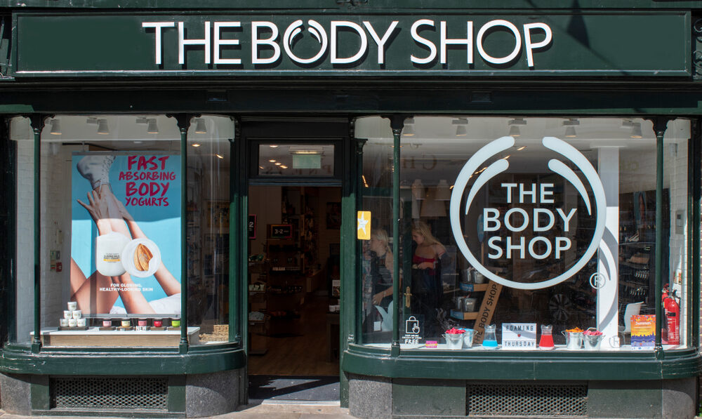 The Body Shop situated in Chichester Pedestrian shopping area.